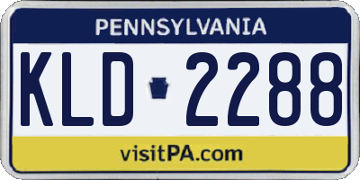PA license plate KLD2288