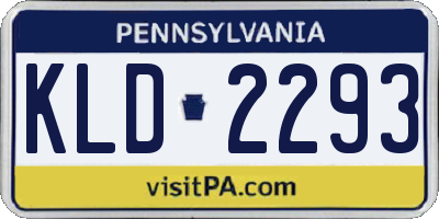 PA license plate KLD2293