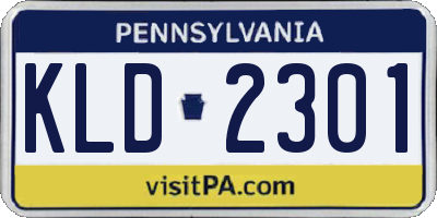 PA license plate KLD2301