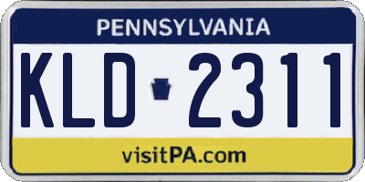 PA license plate KLD2311