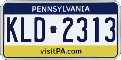 PA license plate KLD2313