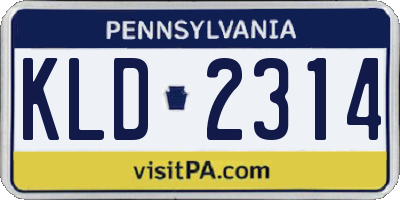 PA license plate KLD2314