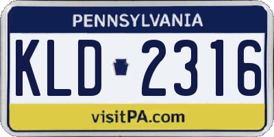 PA license plate KLD2316