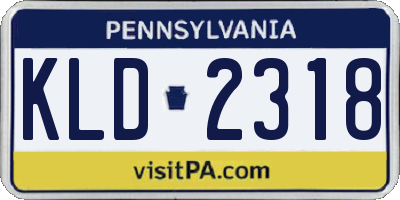 PA license plate KLD2318