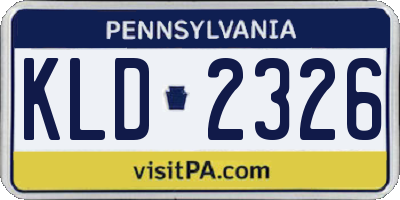 PA license plate KLD2326