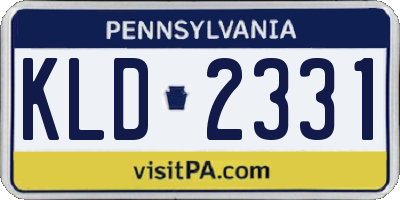 PA license plate KLD2331