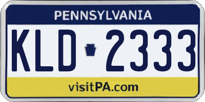 PA license plate KLD2333