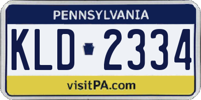PA license plate KLD2334