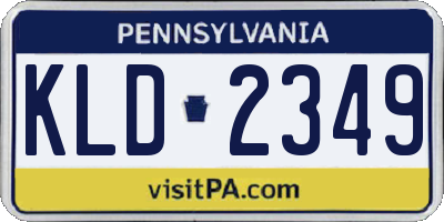 PA license plate KLD2349