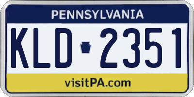 PA license plate KLD2351