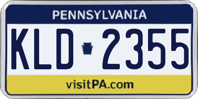PA license plate KLD2355