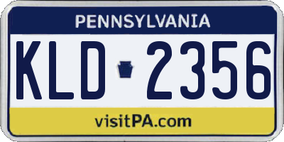 PA license plate KLD2356