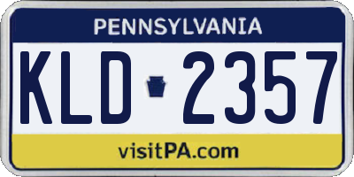 PA license plate KLD2357