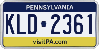 PA license plate KLD2361