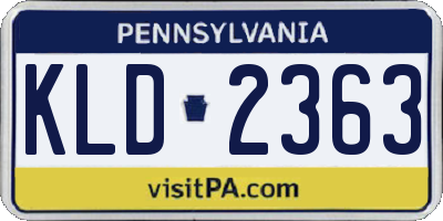 PA license plate KLD2363