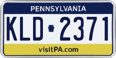 PA license plate KLD2371