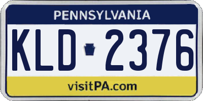 PA license plate KLD2376