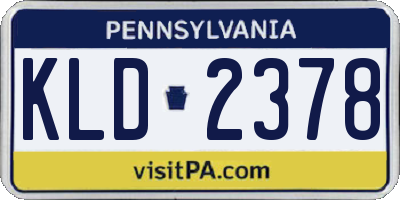 PA license plate KLD2378
