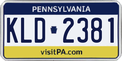 PA license plate KLD2381