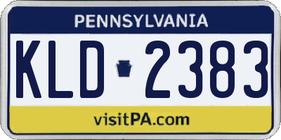 PA license plate KLD2383