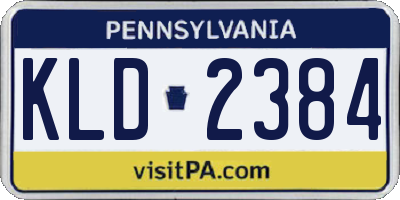 PA license plate KLD2384