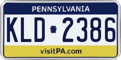 PA license plate KLD2386