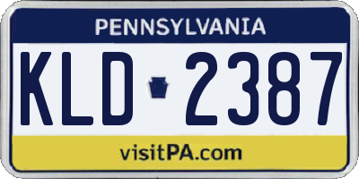 PA license plate KLD2387