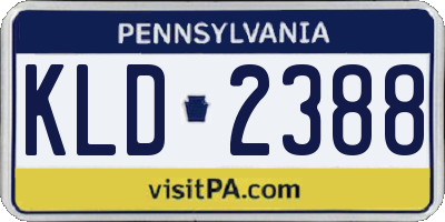 PA license plate KLD2388