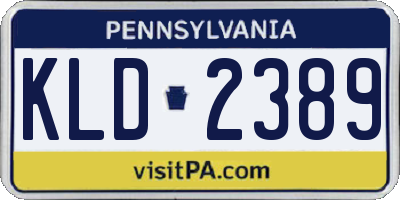 PA license plate KLD2389