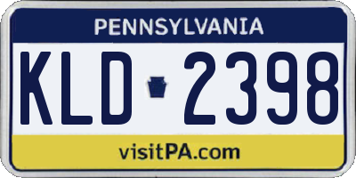 PA license plate KLD2398
