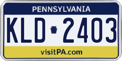 PA license plate KLD2403