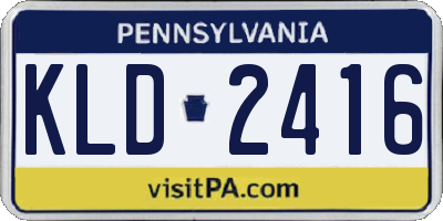PA license plate KLD2416