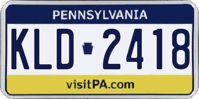 PA license plate KLD2418