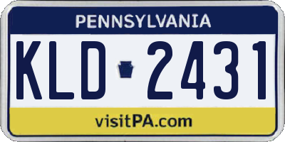 PA license plate KLD2431