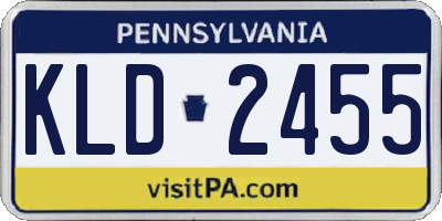 PA license plate KLD2455
