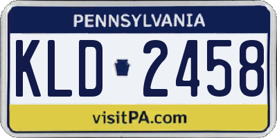 PA license plate KLD2458