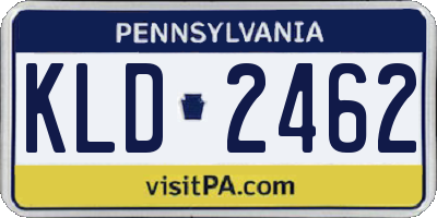 PA license plate KLD2462