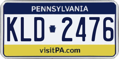 PA license plate KLD2476