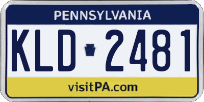 PA license plate KLD2481
