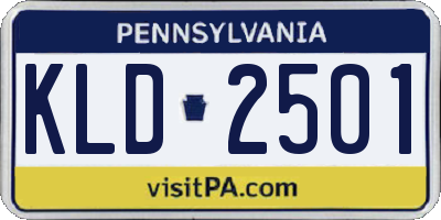 PA license plate KLD2501