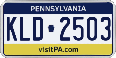 PA license plate KLD2503
