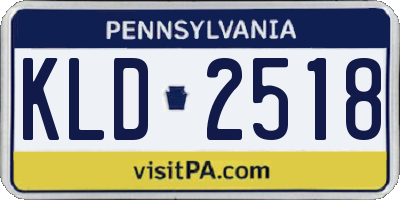 PA license plate KLD2518
