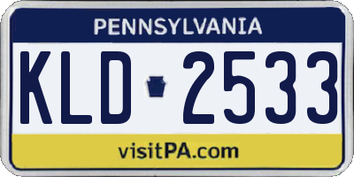 PA license plate KLD2533