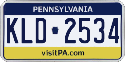 PA license plate KLD2534