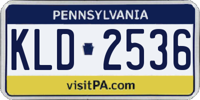 PA license plate KLD2536