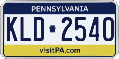 PA license plate KLD2540