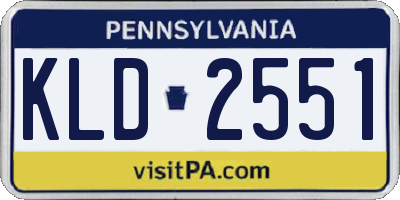 PA license plate KLD2551