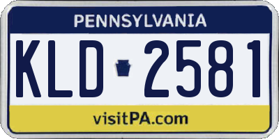 PA license plate KLD2581