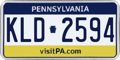 PA license plate KLD2594