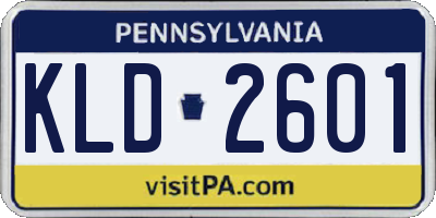 PA license plate KLD2601